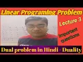Linear Programming Problem in Hindi ll Dual Method - Duality ll Optimization Techniques ll Lecture 3