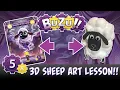 3D Standing Sheep Craft Project featuring Buzu Trading Card Sheenie of the Lamp