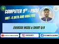 Data Analysis Exercise MCQs Short Questions Chapter 4 Grade 9 FBISE FDE