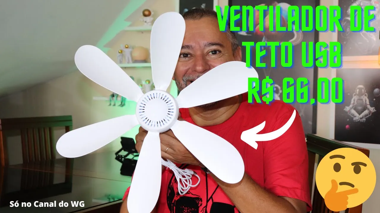 Ventilador de Teto USB de R$ 66,00 no Aliexpress.  É bom eim!!!!!