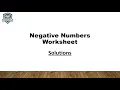Negative Numbers Worksheet Solution