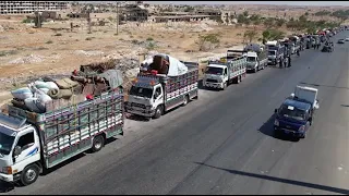 أكثر من 100عائلة تغادر مدينة عفرين في ريف حلب الشمالي عائدة إلى بلداتها في ريف دمشق 