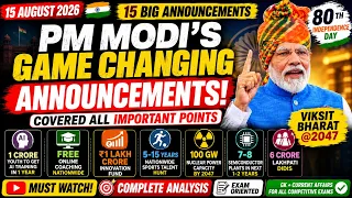 PM Modi 15 August 2026: 15 BIG Announcements 🇮🇳 | AI, Free Coaching, Nuclear, Semiconductor.