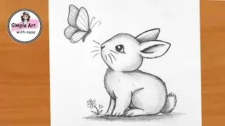 How to draw a Rabbit easy Bunny Rabbit drawing for beginners Bunny drawing easy step by step