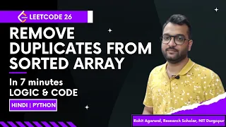 LeetCode 26 - Remove Duplicates from Sorted Array Easy 2-Pointer DSA in Hindi Python