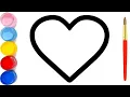 Drawing Heart Shape and Coloring Pages with Paint