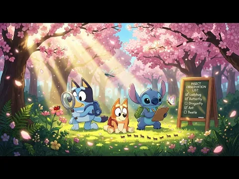 Stitch & Bluey Spring Trip Classroom 🌸 Chill Lofi for Homework & Deep Work 🎧 Peaceful Forest Vibes