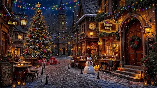 Cozy Cafe Ambience In The Snowy Christmas Village Scenery Christmas Jazz Instrumental Snowfall 