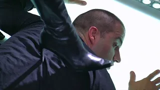 Woman Steps On Man With Sexy Leather Booted Heels To Torture Him 