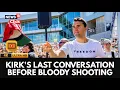 Download Lagu Charlie Kirks laatste momenten: laatste gesprek voor de bloedige schietpartij onthuld | 4K | N18G