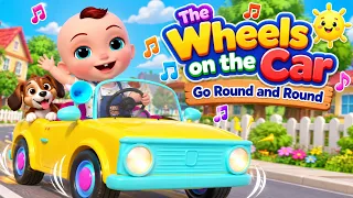 Wheels on the Car go Round and Round 🚗 | गाड़ी के पहिए घूमे गोल गोल | Hindi Rhymes for Kids