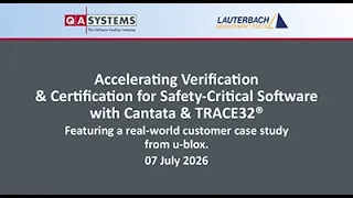 Accelerating Verification Certification for Safety-Critical Software with Cantata TRACE32