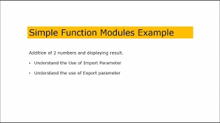How to Create Function Module Understand IMPORT and EXPORT Parameters