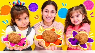 Ayşe, Defne ve Mila ceviz kabuğundan kaplumbağa yapıyorlar | Eğlenceli etkinlik
