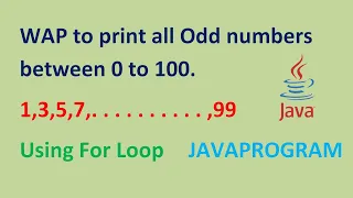 Write a Java Program To Print Odd Numbers 1 to 99 Java Tutorial
