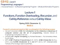 CS112 Programming Languages 1 LECT 1 Overloading Recursion Call-by - in Arabic