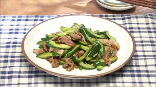 【3分クッキング公式】きゅうりと豚肉のオイスターしょうゆ炒め