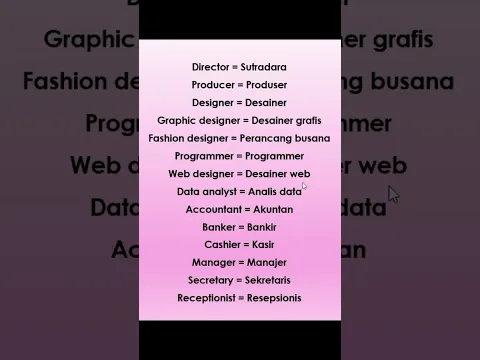 Kosakata Nama Pekerjaan dalam Bahasa Inggris #english #vocabulary