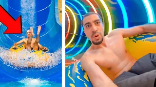 فلوق في الحديقة المائية ركبت اخطر زحليقة مائية 