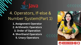 Lec 4 Part 1 Operators in JAVA Assignment Arithmetic Shorthand Unary 8 Programming Task