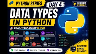 Python Data Types Explained in Hindi Day 4 Python Series int float str list tuple so on