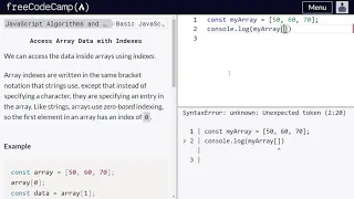 Access array data with indexes - Freecodecamp org 41 Basic JavaScript