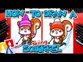 How To Draw A Skiing Squirrel