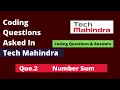 Coding Questions asked In Tech Mahindra Questions Answers Number Sum Code