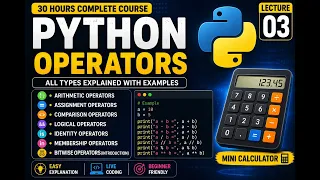 Python Operators Lecture 3 Arithmetic Assignment Comparison Logical Operators Python Course