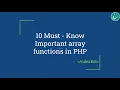 10 Important PHP Array functions Tamil 4K