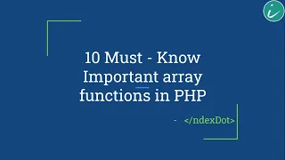 10 Important PHP Array functions Tamil 4K