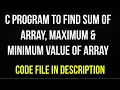 C program to find Sum of Array Maximum value of Array Minimum value of Array C program TECHIE