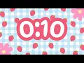 Sweet Strawberry Countdown 10 Second Timer Cute Aesthetic Checkered Background