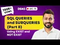 Lec-75 EXIST and NOT EXIST Subqueries part-8 Database Management System