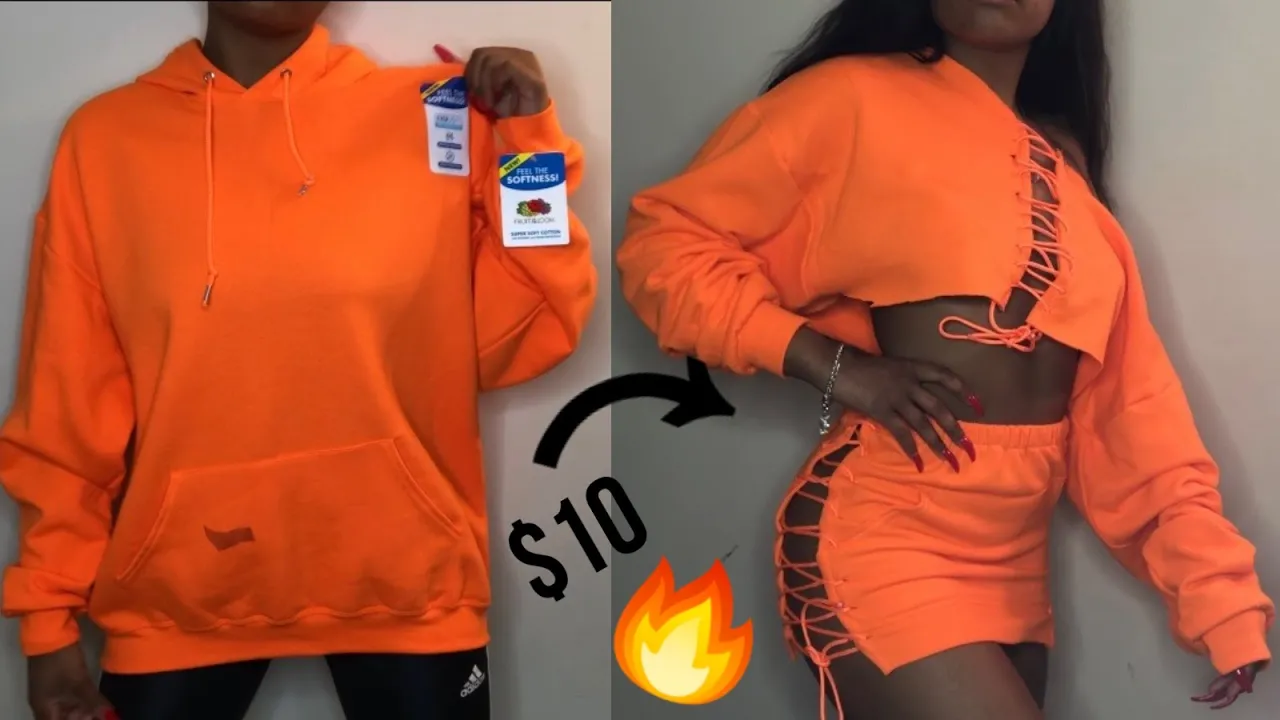 DIY $10 Oversized Hoodie to Two Piece Set | Clothing Hacks | DIY Clothing Transformations