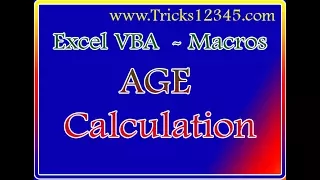 Excel VBA - USERFORM VBA Macros AGE Calculation by using Controls
