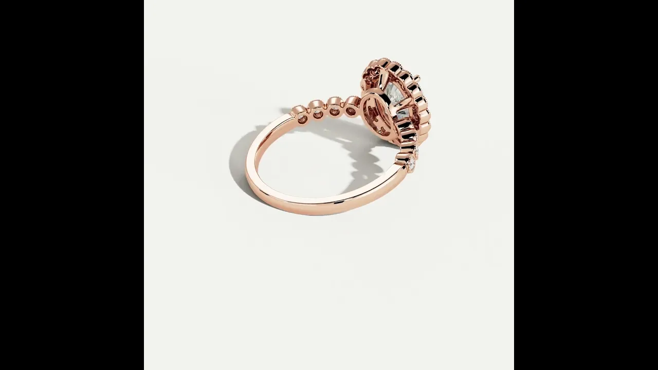 Kelly丨Oval Lab-Grown Diamond Milgrain Halo Engagement Ring