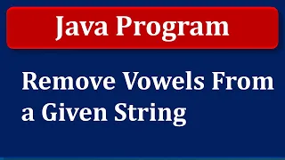 Java Program Remove Vowels From a Given String