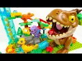 Download Lagu Satisfying Building Block coaster ☆ Marble Run ASMR Big Dinosaur and marble launcher course