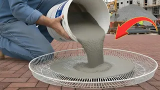 Pour Cement into old fan cage and see what most people don't even imagine happens! creative