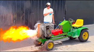 Jet powered mower blows up immediately (10,000 degrees)