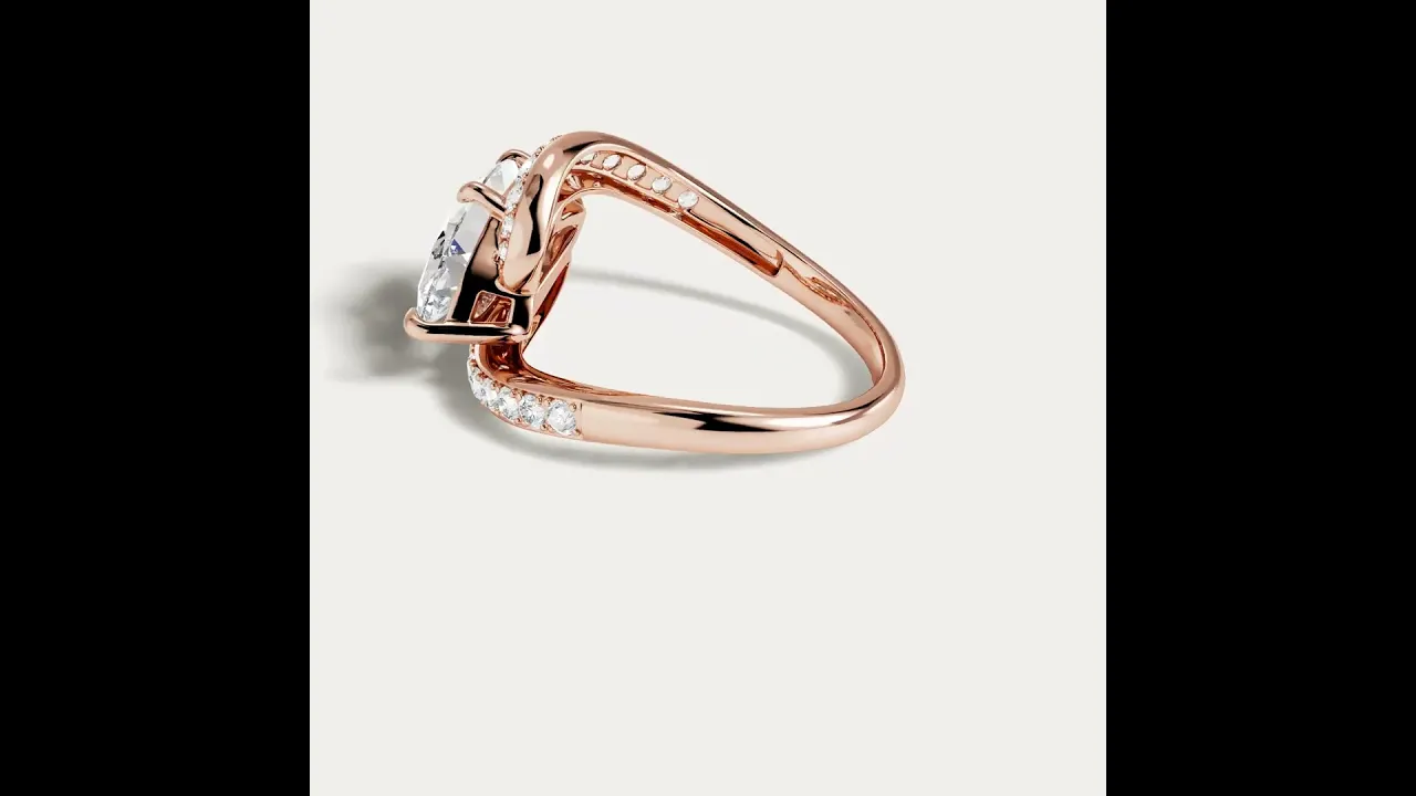 Carole丨Marquise Cut Lab Diamond Curved Pavé Halo Engagement Ring