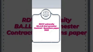 RDVV University BA LLB 2nd Semester Contract Questions Paper 2023 
