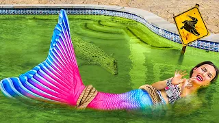 A Sereia está presa em uma piscina tóxica com um crocodilo! 🐊🧜‍♀️ Precisamos salvá-la!
