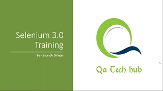 QA Tech Hub - Selenium 3 0 Training