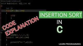 Insertion sort in C Algorithm with code in Hindi Data structure