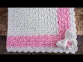 Crochet Shell Stitch Baby Blanket in the Round PRETTY Giant Granny Square Pattern