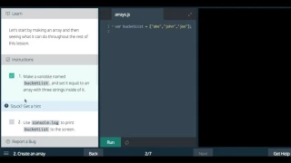Learn Javascript 2017 Arrays Create an Array Codecademy