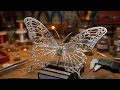 Satisfying AI Wire Sculpture - Delicate Silver Butterfly Build | ASMR