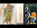 How To Make Fake Corn Stalks w 2 Wooden Sticks And Paper Bag - EASY CHEAP